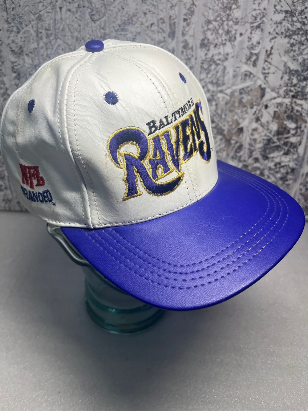Ravens Leather Baseball Snap Back Cap